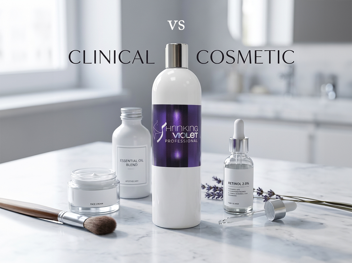 Clinical vs Cosmetic Skincare: Where Does Shrinking Violet Slimming Oil Fit?